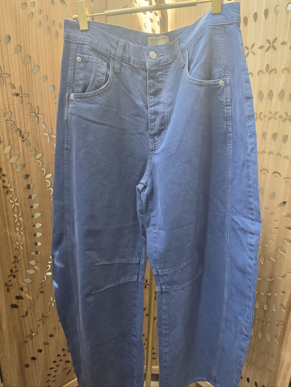 NWOT We The Free Good Luck Mid Rise Barrel Jeans in Blue Jay - Picture 5 of 13